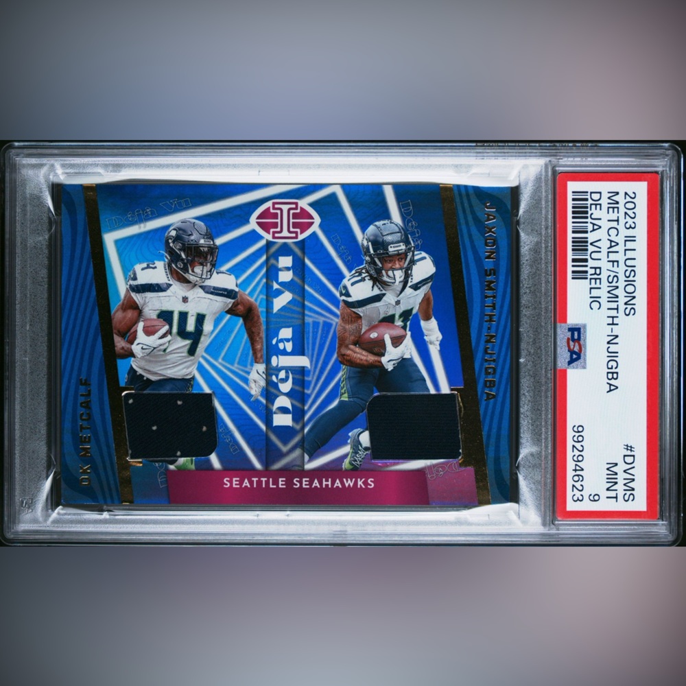 2023 Illusions Metcalf/Smith-Njigba Deja Vu Relic Mint PSA 9 Seattle Seahawks